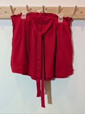 Donahlue Ambiance Cherry/Coral Red Paperbag Waist Tie-Front Women's Shorts